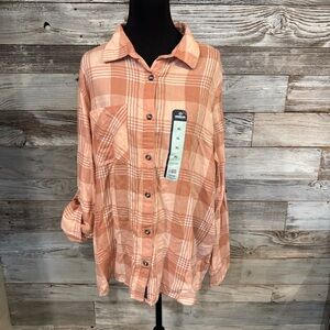 Magellan Outdoors Peach Plaid Shirt